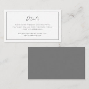 Formal Grey Classic Elegant Simple Wedding Enclosure Card