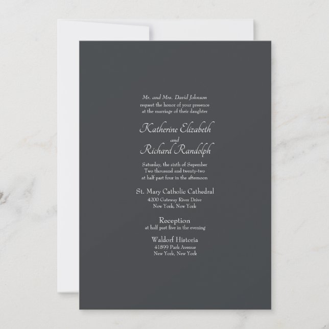 Formal Grey Wedding Church Wedding Invitation (Front)