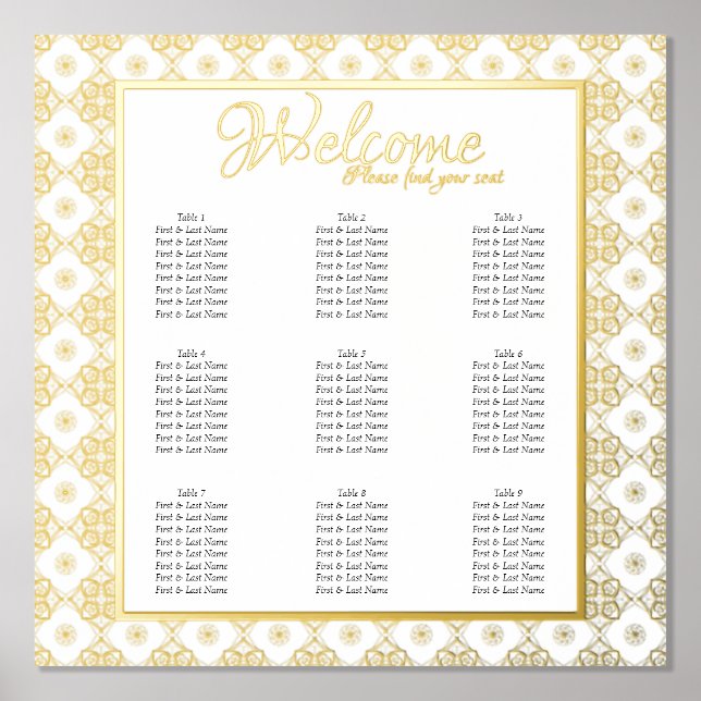 Formal Intricate Seating Chart - Wedding (Front)