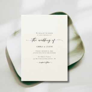 Formal Ivory Modern Calligraphy Gorgeous Wedding Invitation