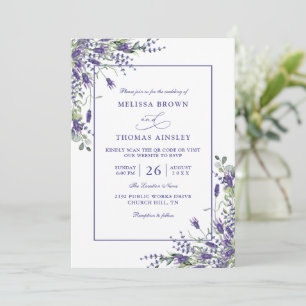 Formal Lavender Eucalyptus Budget QR Code Wedding Invitation