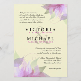 Formal Lavender Ivory Floral Wedding Invitations