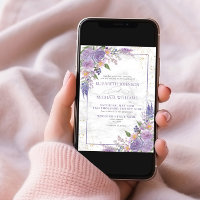 Formal Lavender Lilac Marble Gold Floral Wedding
