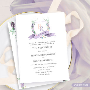 Formal Lavender, Purple, Pastel Monogram Wedding Invitation