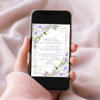 Formal Lilac Lavender Gold Marble Floral Wedding I