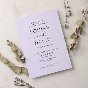 Formal lilac wedding invitation