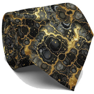 Formal Luxury Neck Tie Marble Black & Gold