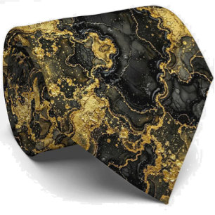 Formal Luxury Neck Tie Marble Black & Gold