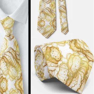 Formal Luxury Neck Tie Marble White & Gold