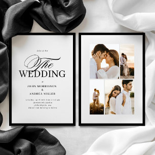 Formal Luxury Wedding with Photo Black and White Invitation