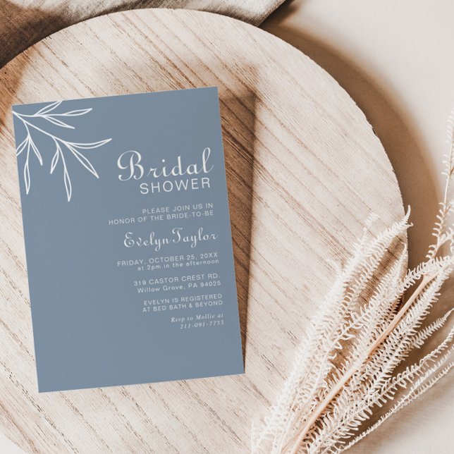 Formal Minimal Dusty Blue Bridal shower Invitation (Creator Uploaded)