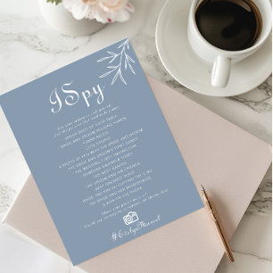 Formal Minimal Dusty Blue I Spy Wedding Game