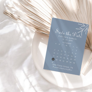 Formal Minimal Dusty Blue Save the Date Calendar