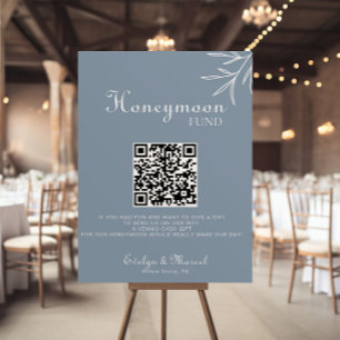 Formal Minimal Dusty Blue Wedding Honeymoon Fund Poster