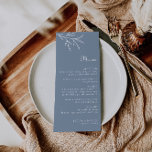Formal Minimal Dusty Blue Wedding Menu<br><div class="desc">This formal minimal dusty blue wedding menu card is perfect for a rustic wedding. The design features watercolor wild herbs in a dusty blue background.</div>