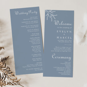 Formal Minimal Dusty Blue Wedding Program Programme