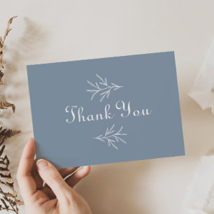 Formal Minimal Dusty Blue Wedding  Thank You Card