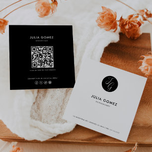 Formal Minimalist Black and White Psychologist Square Business Card