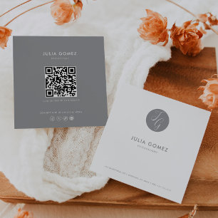 Formal Minimalist Gray and White Psychologist  Square Business Card