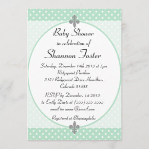 Formal Mint Polka Dots Baby Shower Invitation