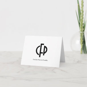 Formal Modern Black Geometric Monogram Initials Note Card