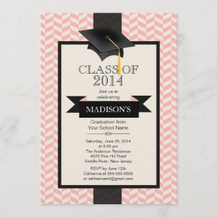 Formal Modern Chevron Graduation Party Invitation