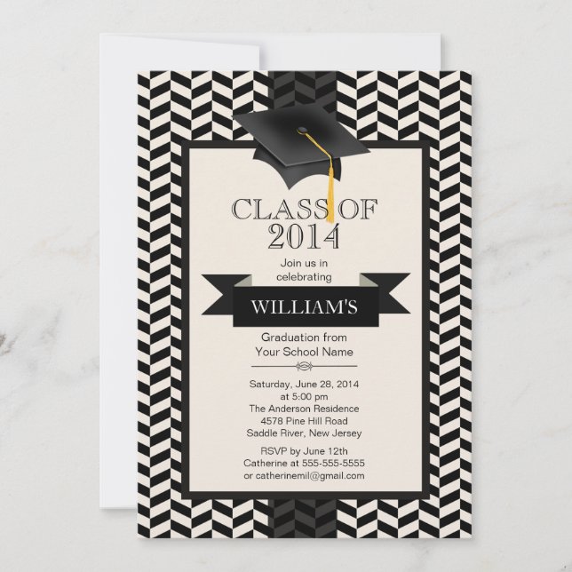 Formal Modern Chevron Graduation Party Invitation (Front)