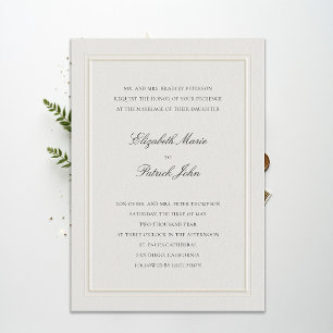 Formal Modern Classic Double Frame Ecru Wedding Invitation