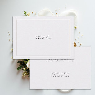Formal Modern Classic Elegant Frame Pearl Wedding Thank You Card