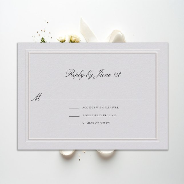 Formal Modern Classic Elegant Ivory Wedding RSVP (modern classic wedding rsvp reply double frame elevated ivory formal traditional calligraphy stately)