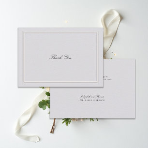 Formal Modern Classic Elevated Frame Ivory Wedding Thank You Card