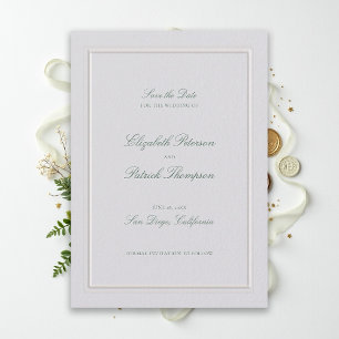 Formal Modern Classic Elevated Green Type Wedding Save The Date