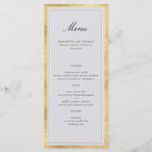 Formal Modern Classic Gold Ivory Elegant Wedding Menu