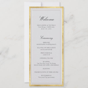 Formal Modern Classic Gold Ivory Wedding Program