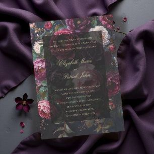 Formal Modern Classic Moody Romantic Dark Wedding Invitation