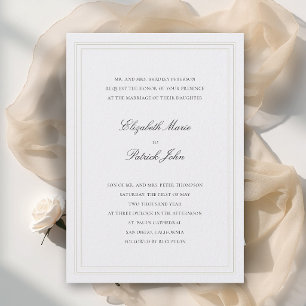 Formal Modern Classic Tandem Frame Pearl Wedding Invitation