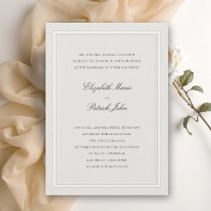 Formal Modern Classic Thick & Thin Ecru Wedding Invitation
