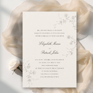 Formal Modern Classic Wild Roses Garden 2 Wedding Invitation