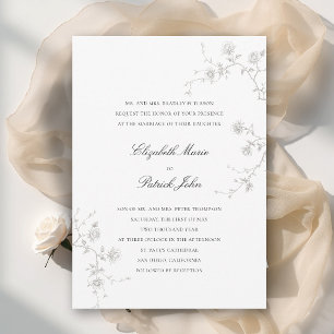 Formal Modern Classic Wild Roses Garden 3 Wedding Invitation