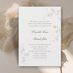 Formal Modern Classic Wild Roses Garden Wedding Invitation