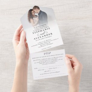 Formal Modern Photo Guest Name Addresses Wedding All In One Invitation
