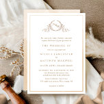 Formal Monogram Beige Cream Watercolor Wedding Invitation<br><div class="desc">Delight friends and family with this elegant wedding invitation showcasing exquisite fine hand drawn leafy botanical monogram with bride and groom's initials. Front invitation trimmed with thin beige cream hues watercolor frame, while invitation's back featuring beautiful watercolor wash in beige, cream, ivory, champagne, taupe and brown hues. Clean and simple...</div>