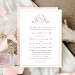 Formal Monogram Blush Pink Watercolor Wedding Invitation<br><div class="desc">Delight friends and family with this elegant wedding invitation showcasing exquisite fine hand drawn leafy botanical monogram with bride and groom's initials. Front invitation trimmed with thin blush, salmon pink hues watercolor frame, while invitation's back featuring beautiful watercolor wash in blush, salmon pink and pale coral hues. Clean and simple...</div>