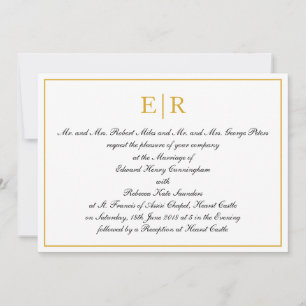Formal Monogram Calligraphy Elegant Gold Wedding Invitation