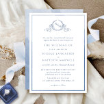 Formal Monogram Dusty Blue Watercolor Wedding Invitation<br><div class="desc">Delight friends and family with this elegant wedding invitation showcasing an exquisite fine hand-drawn leafy botanical monogram with the bride and groom's initials. The front invitation is trimmed with a thin dusty blue and blue hues watercolor frame, while the back features a beautiful watercolor wash in dusty blue and blue...</div>