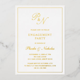 Formal Monogram Elegant Engagement Party Gold