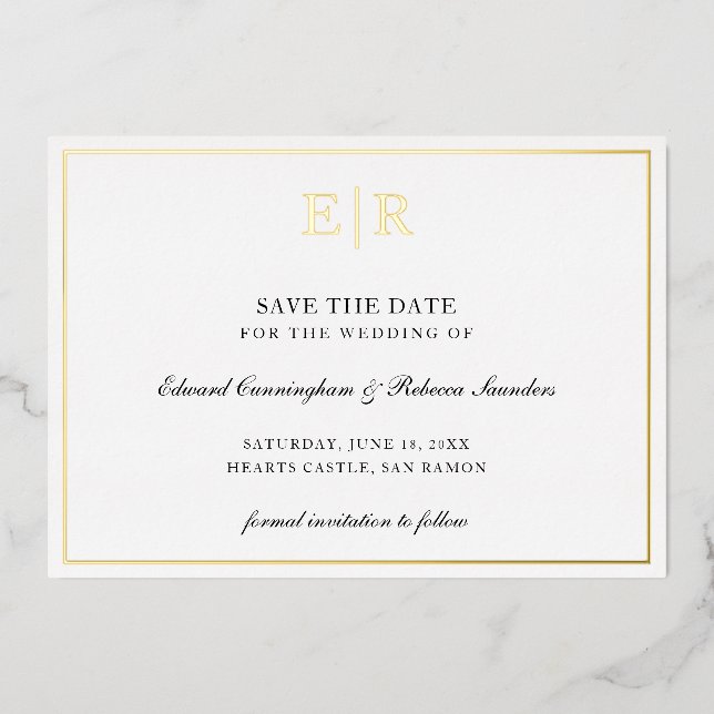 Formal Monogram Elegant Wedding Save The Date (Front)