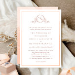Formal Monogram Peach Watercolor Wedding Invitation<br><div class="desc">Delight friends and family with this elegant wedding invitation showcasing exquisite fine hand drawn leafy botanical monogram with bride and groom's initials. Front invitation trimmed with thin peach and coral hues watercolor frame, while invitation's back featuring beautiful watercolor wash in peach, cream, dusty orange and coral hues. Clean and simple...</div>