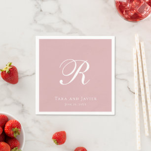 Formal Monogram Pink Dusty Rose Elegant Wedding Napkin