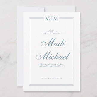 Formal Monogram Save The Date Card